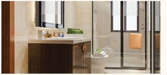 Washroom with a stone counter, wall-hung basin and a glazed shower enclosure.