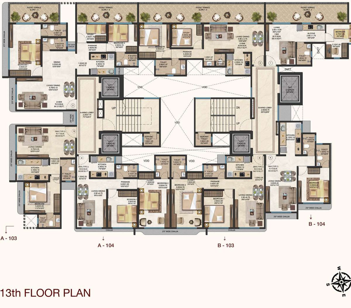 Thirteenth floor plate drawing of Sankirt Jasmine.